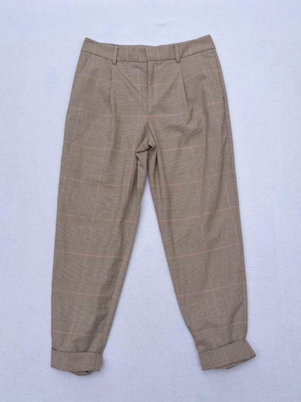 Banana Republic Beige Windowpane Plaid Trousers